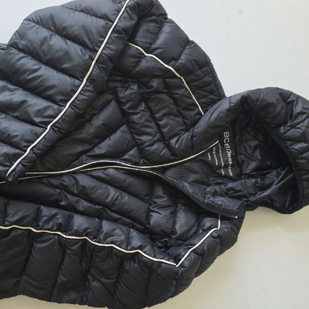BCBG Black Quilted Jacket with White Trim